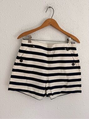 J Crew navy blue & white striped nautical sailor shorts 4
